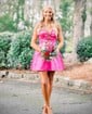 Cute A-line Strapless Satin Beaded Homecoming Dresses