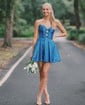 Trendy A-line V-neck Metallic Bow Homecoming Dresses
