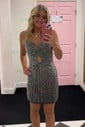 Cut Out V-neck Bodycon Beaded Homecoming Dresses