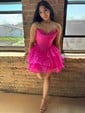 Beautiful Corset Strapless Tiered Ruffle Homecoming Dresses