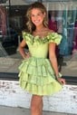 Unique Skater Taffeta Tiered Ruffle Homecoming Dresses