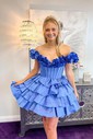 Unique Skater Taffeta Tiered Ruffle Homecoming Dresses
