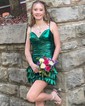 Unique V-neck Metallic Bodycon Tiered Homecoming Dresses