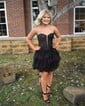 Strapless Glitter Appliques Skater Tiered Homecoming Dresses