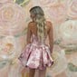 Pink Purple Floral Corset Strapless Satin Homecoming Dresses