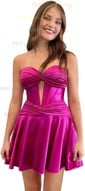 Corset Skater Satin Sweetheart Ruched Homecoming Dresses