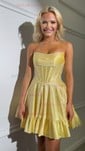 Sparkly A-line Satin Strapless Beaded Homecoming Dresses