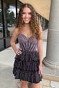 Sparkly Corset A-line Strapless Tiered Homecoming Dresses