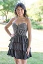 Sparkly Corset A-line Strapless Tiered Homecoming Dresses