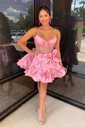 Corset Skater V-neck Satin Homecoming Dresses