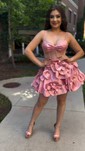 Corset Skater V-neck Satin Homecoming Dresses