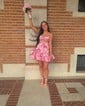Corset Skater V-neck Satin Homecoming Dresses