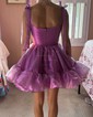 Simple Sweetheart Organza Ruffle Skater Homecoming Dresses