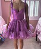 Simple Sweetheart Organza Ruffle Skater Homecoming Dresses