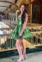 Simple Sweetheart Organza Ruffle Skater Homecoming Dresses
