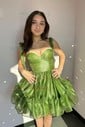 Simple Sweetheart Organza Ruffle Skater Homecoming Dresses