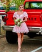 A-line Sweetheart Tulle Puffy Sleeves Homecoming Dresses
