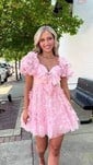 A-line Sweetheart Tulle Puffy Sleeves Homecoming Dresses