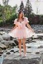 A-line Sweetheart Tulle Puffy Sleeves Homecoming Dresses