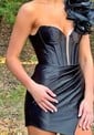 Trendy One Shoulder Satin Bodycon Floral Homecoming Dresses