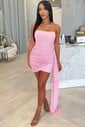 Casual Strapless Ruched Bodycon Homecoming Dresses