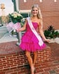 Corset Fuchsia Skater Taffeta Bow Beaded Homecoming Dresses