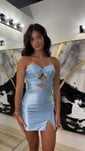 Cut Out Bodycon Sweetheart Strapless Beaded Homecoming Dresses