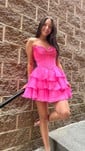 Sweet A-line Strapless Corset Tiered Ruffle Homecoming Dresses