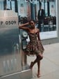 Strapless Cheetah Print Tiered Ruffle Homecoming Dresses