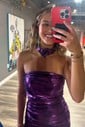 Strapless Bodycon Metallic Ruched Homecoming Dresses