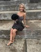 Sparkly Corset A-line Strapless Tiered Homecoming Dresses