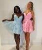Glitter Skater V-neck Tiered Homecoming Dresses