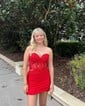 Corset Strapless Appliqes Tight Homecoming Dresses