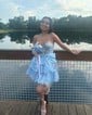 Corset Strapless Glitter Lace Skater Tiered Homecoming Dresses