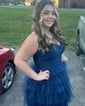 Strapless Glitter Tulle Skater Tiered Homecoming Dresses