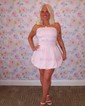 Petite White Fitted Ruched Homecoming Dresses
