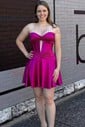 Corset Skater Satin Sweetheart Ruched Homecoming Dresses