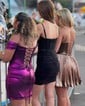 A-line V-neck Metallic Pleated Homecoming Dresses