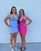 Sparkly Tight V-neck Backless Beaded Homecoming Dresses