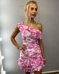 One Shoulder Bodycon Tiered Floral Homecoming Dresses