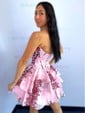 Floral A-line Strapless Tiered Ruffle Homecoming Dresses