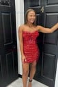 Sparkly Corset Strapless Sequin Bow Bodycon Homecoming Dresses