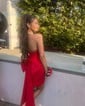 Unique Strapless Stretch Crepe Tight Beaded Homecoming Dresses