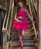 Petite Strapless Tulle Tiered Skater Homecoming Dresses