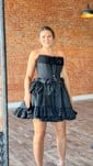 Corset Strapless Taffeta Bow Skater Homecoming Dresses