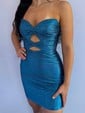 Cut Out Strapless Satin Bodycon Beaded Homecoming Dresses