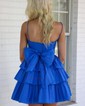 Modest Scoop Neck Taffeta Skater Tiered Homecoming Dresses