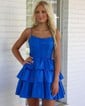 Modest Scoop Neck Taffeta Skater Tiered Homecoming Dresses