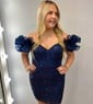 Sparkly Off-the-shoulder Sequin Bodycon Ruffle Homecoming Dresses