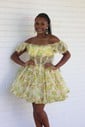 Puffy Square Neck Skater Floral Print Homecoming Dresses